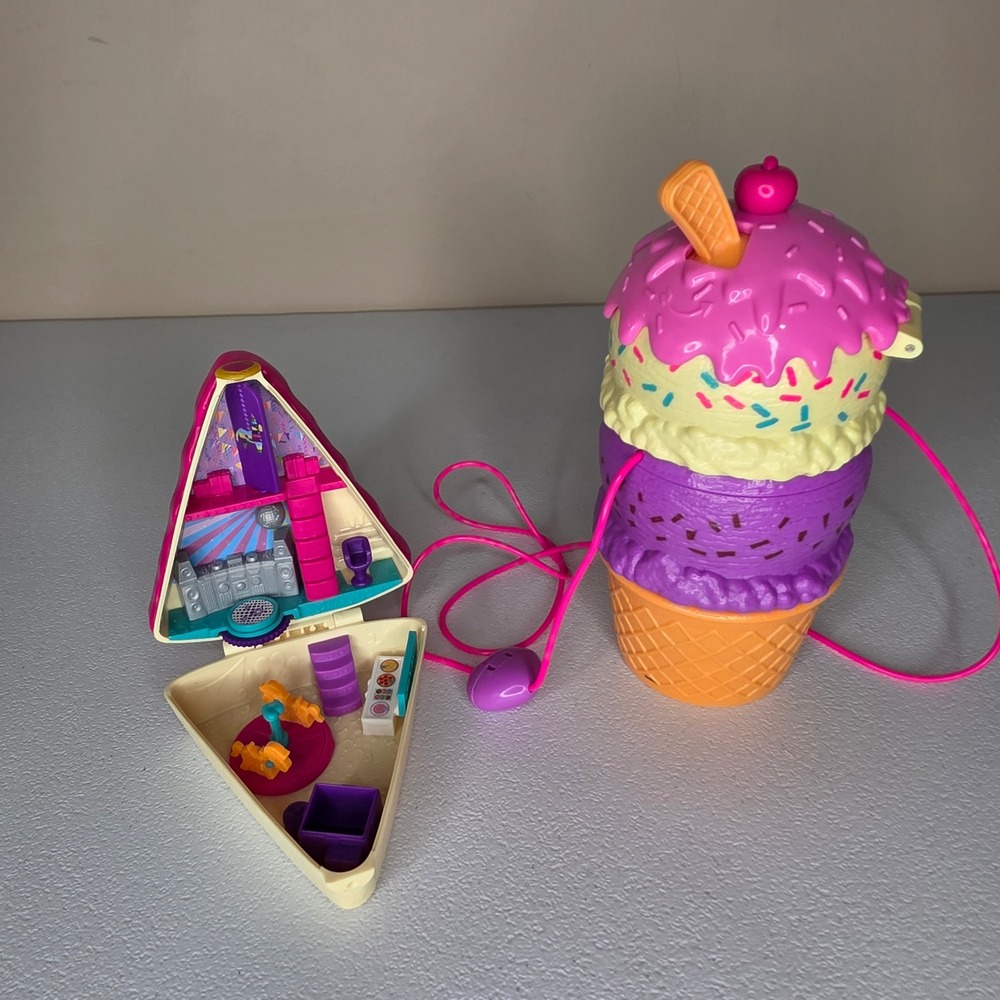 Polly Pocket Playset Kids Ice Cream Cone & Cake Slice 2018 Mattel